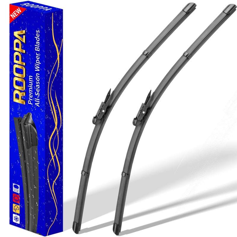 Rooppa 2 wipers Replacement for BMW 3-Series 4-Door E90 E91 F30 F31 F34 F80 M3 09/2009-2018 Audi A3 2005-2013, Windshield Wiper Blades Original Equipment Replacement - 24"/19" (Set of 2) Pinch Tab - Image 1
